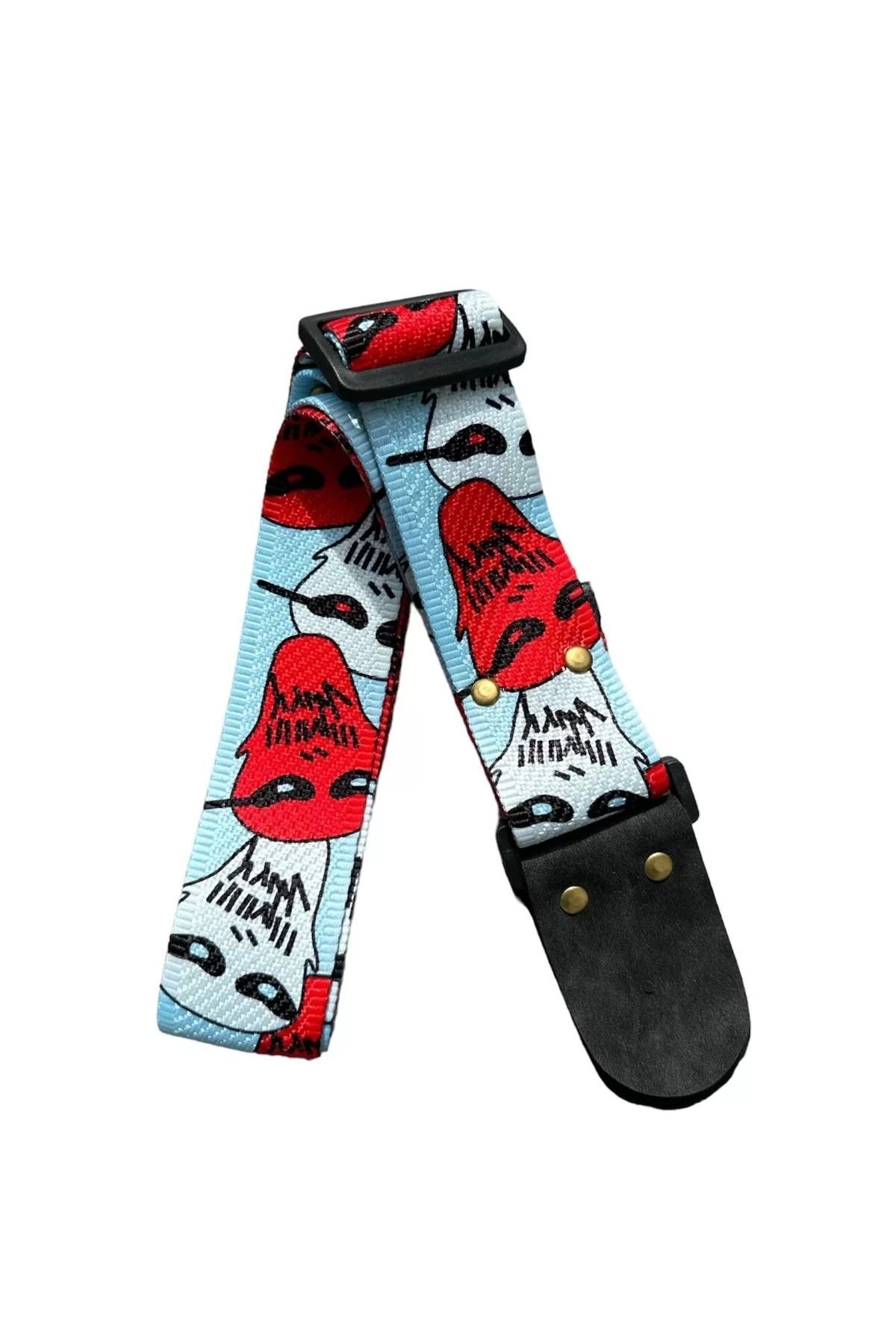 Maske Desenli Tasarım Gitar Askısı