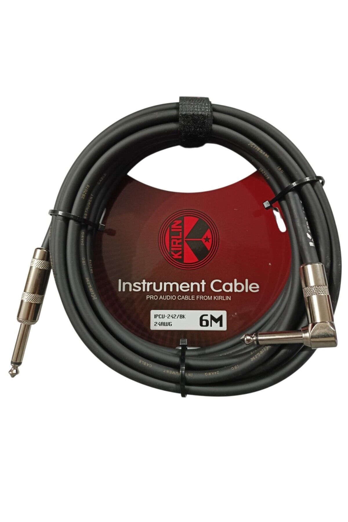 Kirlin IPCV-242B-6M-BK Enstrüman Gitar Kablosu L Açılı Kablo 6 Metre