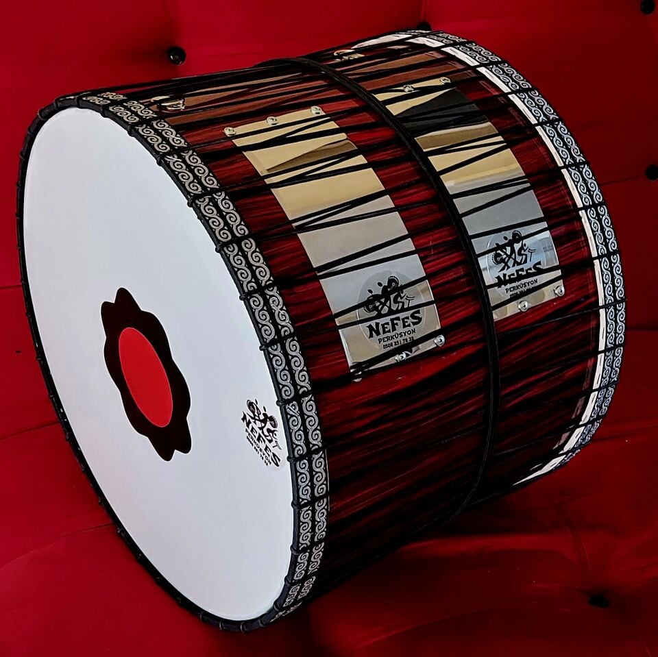 Kırmızı-Siyah Kasnak İpli Asma Davul