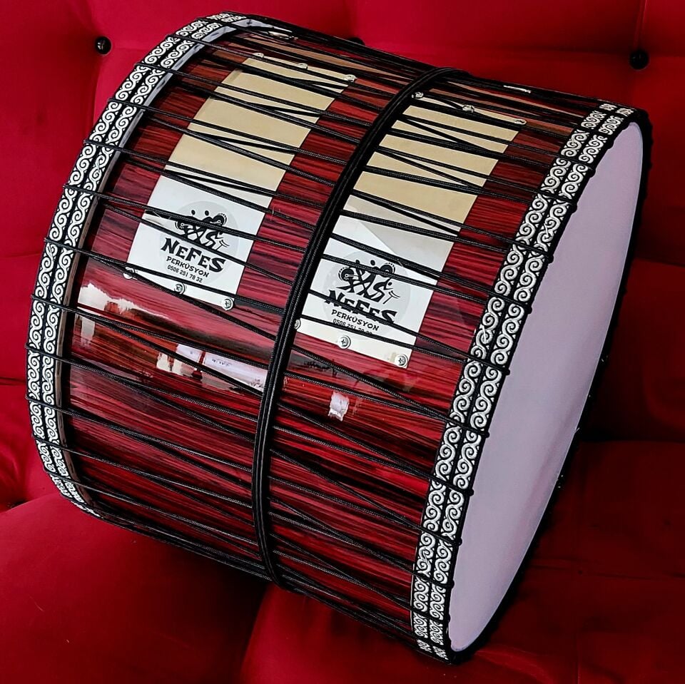 Kırmızı-Siyah Kasnak İpli Asma Davul