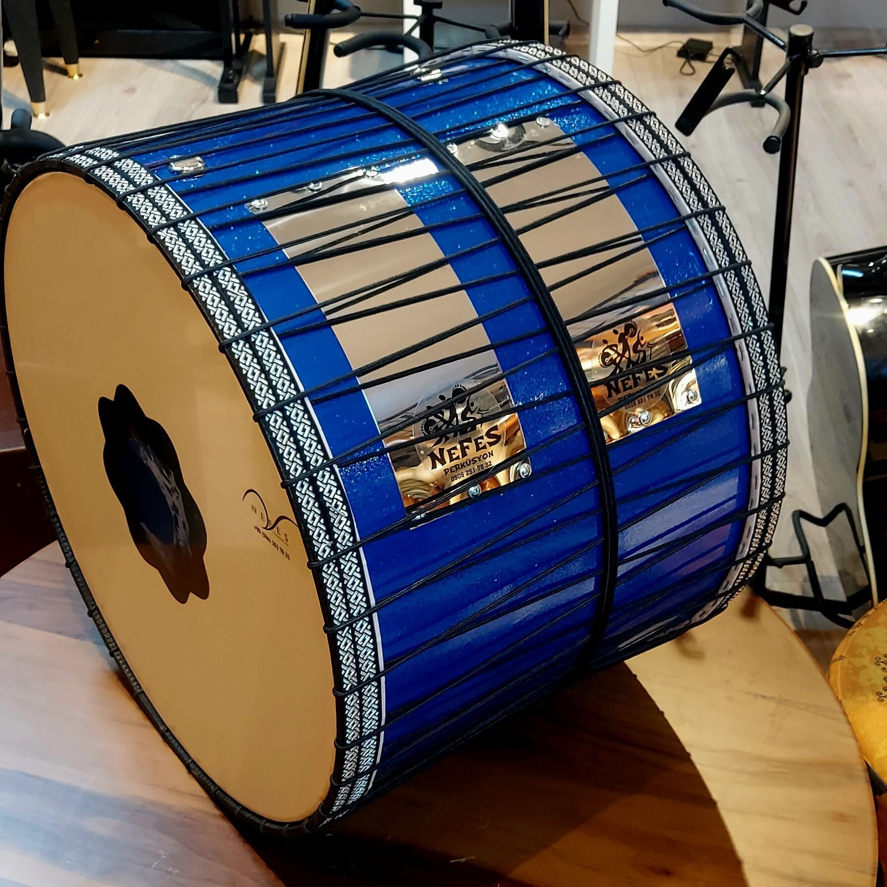 Mavi Simli Kasnak İpli Asma Davul