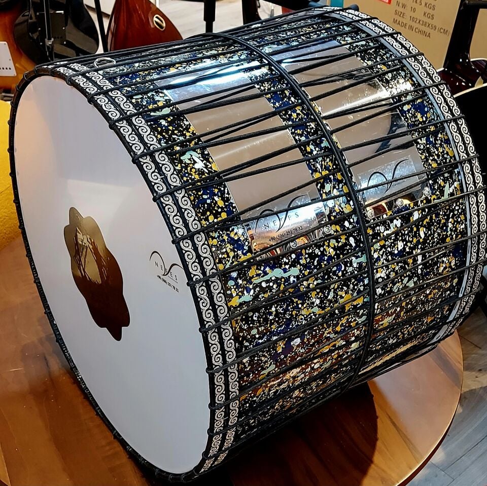 Renkli Noktalı Kasnak İpli Asma Davul