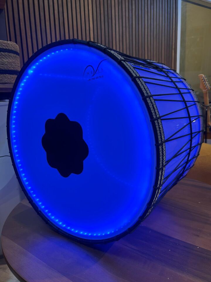 Beyaz Şeffaf Kasnak Ledli İpli Asma Davul