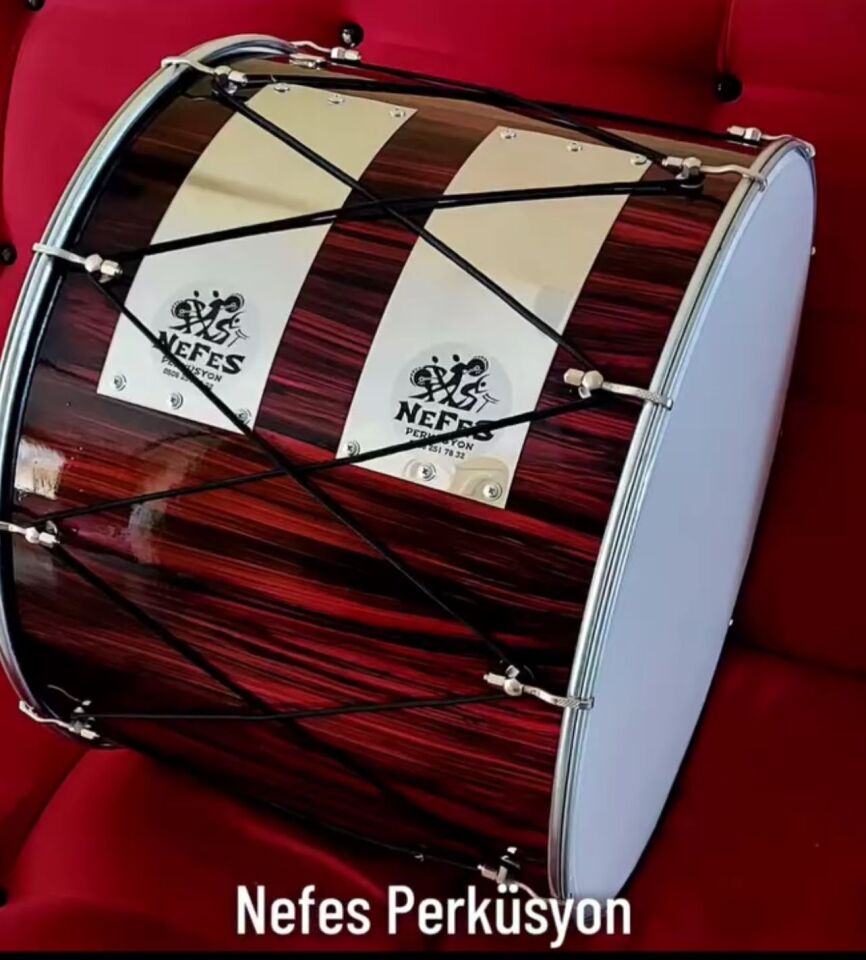 Kırmızı-Siyah Kasnak Akortlu Asma Davul