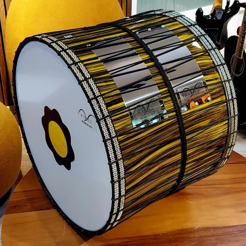 Sarı Siyah Kasnak İpli Asma Davul