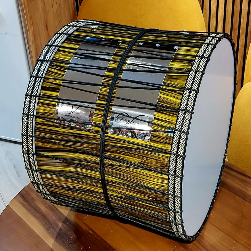 Sarı Siyah Kasnak İpli Asma Davul