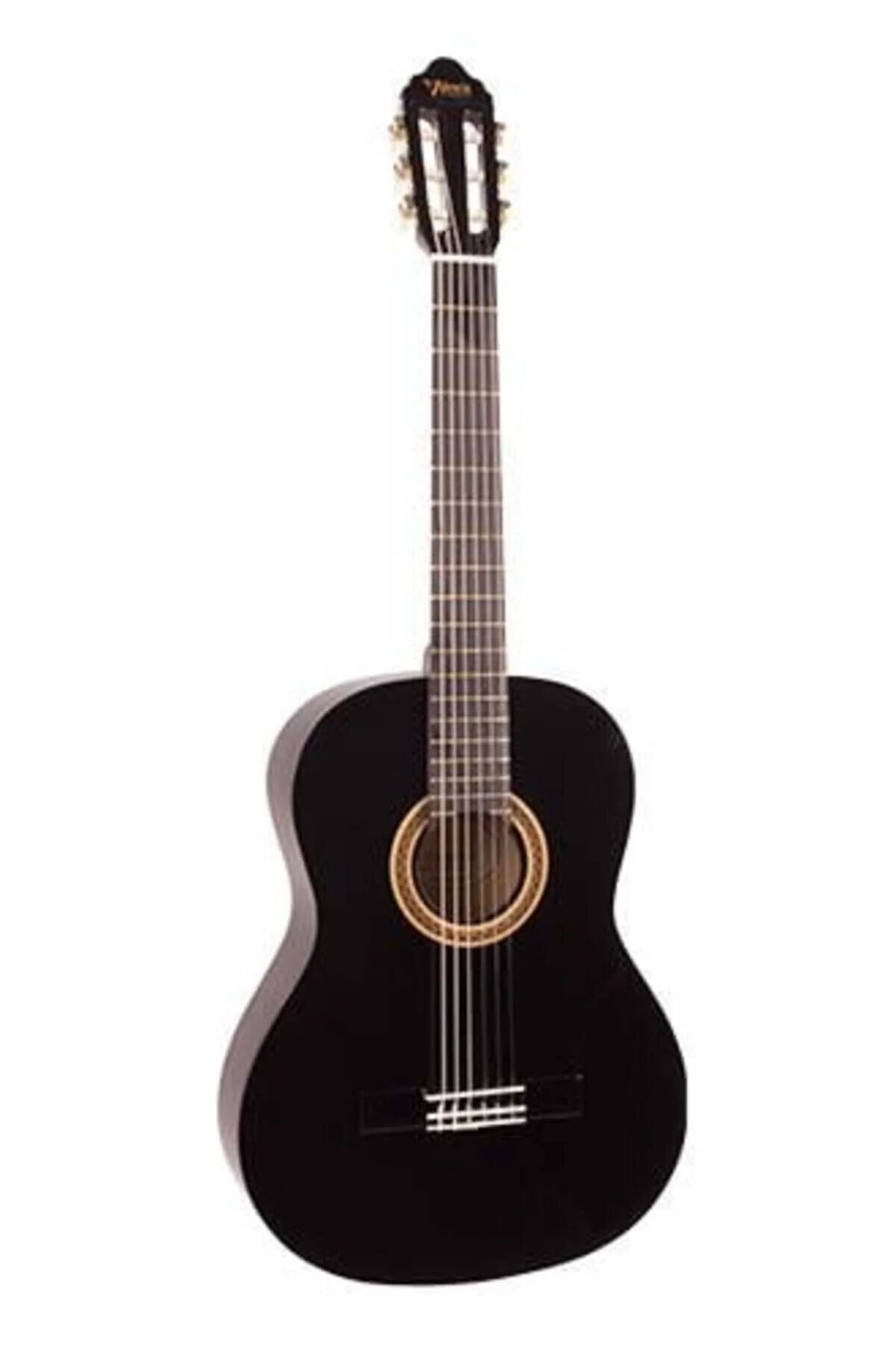 VC102TBK Klasik Gitar 1/2 (Siyah) | Sap Çelikli - Mat Siyah - Dayanıklı