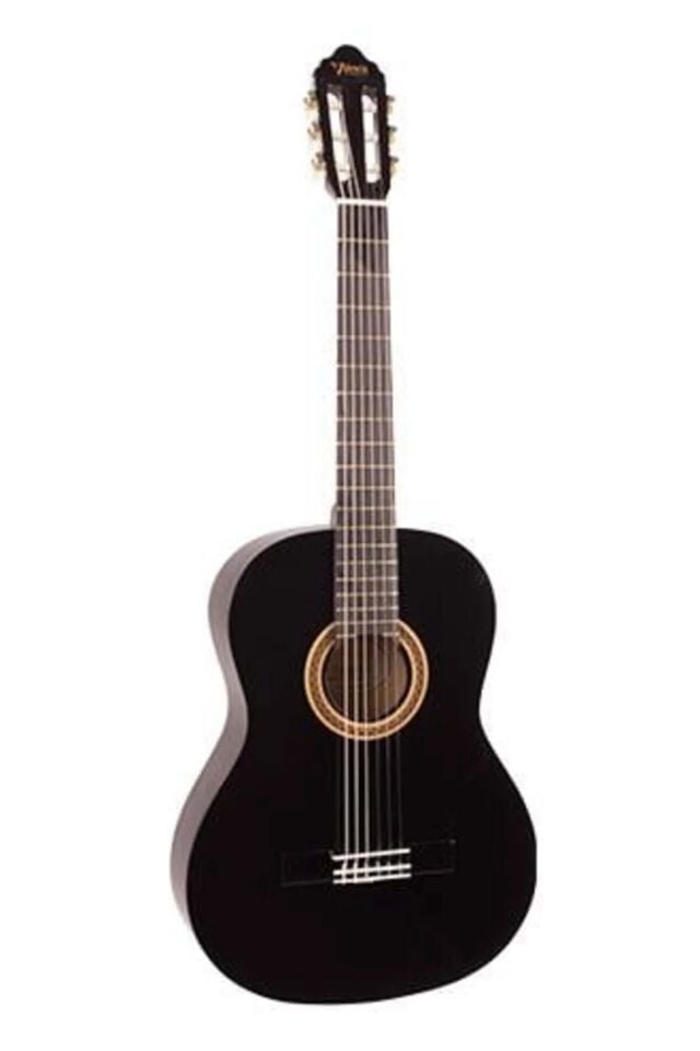 VC102TBK Klasik Gitar 1/2 (Siyah) | Sap Çelikli - Mat Siyah - Dayanıklı