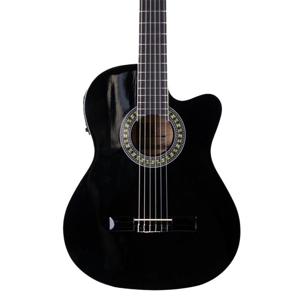 Barcelona LC 3900 CEQ BK Siyah Kesik Kasa Elektro Klasik Gitar