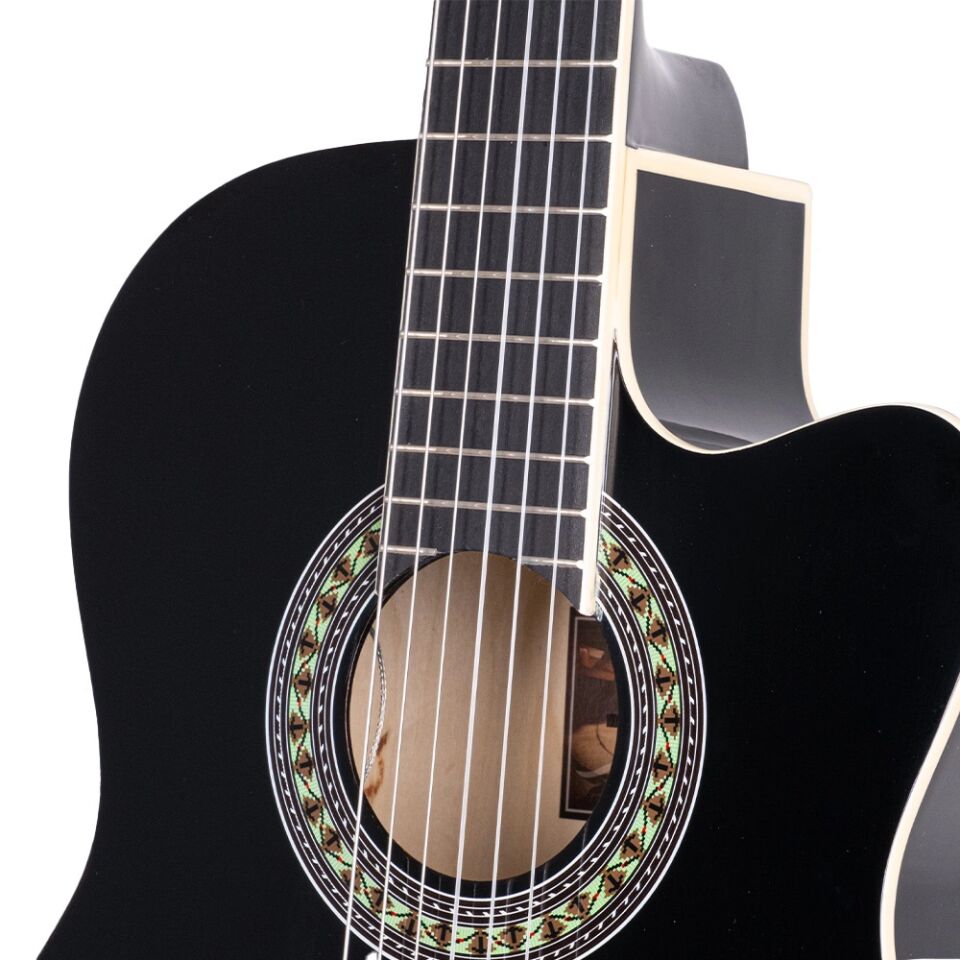 Barcelona LC 3900 CEQ BK Siyah Kesik Kasa Elektro Klasik Gitar