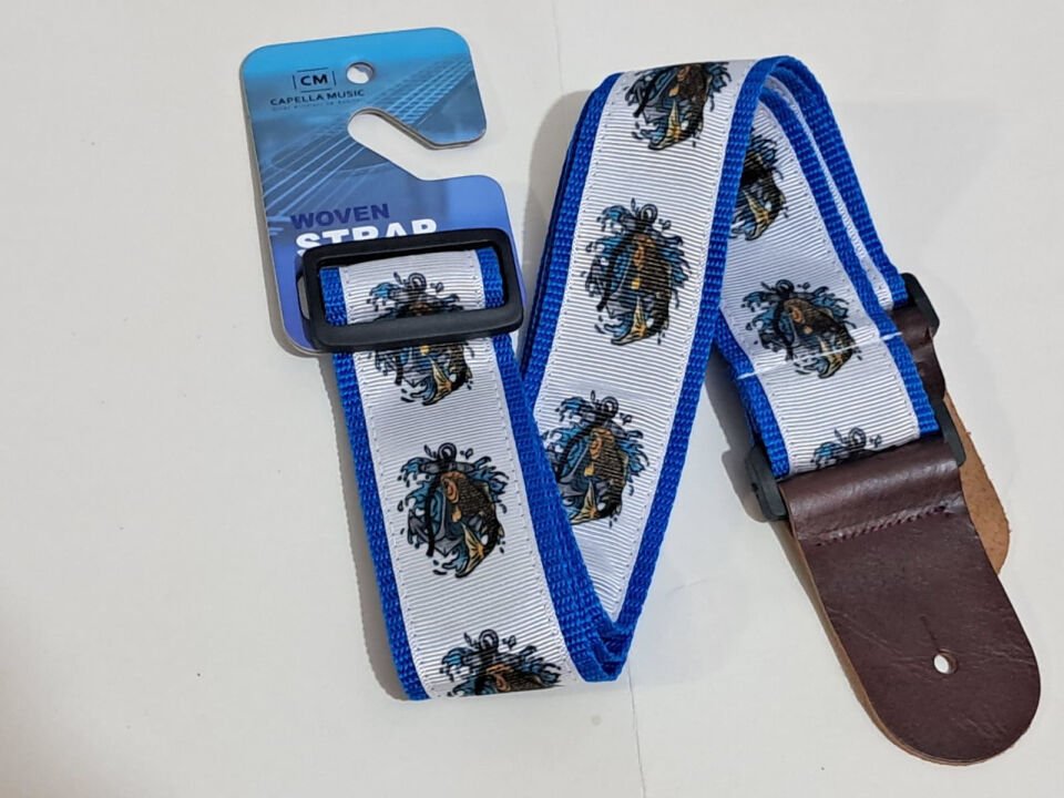 CAPELLA CP108 GİTAR ASKISI ÇAPA DESENLİ DERİ BAŞLIKLI - MOCKA