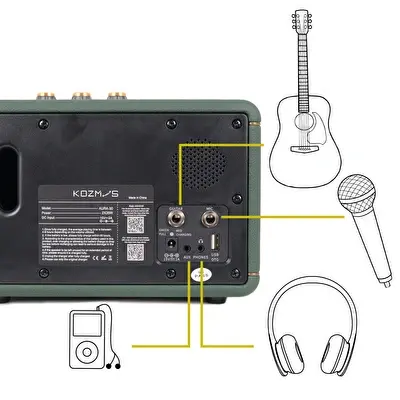 KOZMOS Aura-30 Uygulama ile Kontrol Edilebilen Akustik Enstrüman Amfisi ve Bluetooth Hoparlör